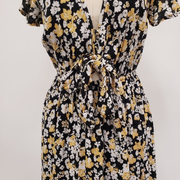Abercrombie & Fitch Women Boho Floral Gauze High Low Midi Dress Size S Tie Front - Picture 4 of 12